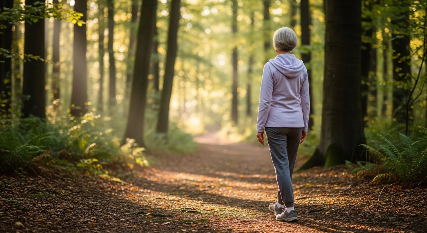 Kinhin walking meditation practiced in a forest nature setting