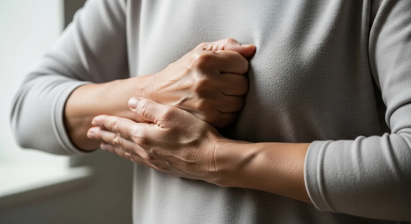 Close-up of Shashu hand position used in Kinhin walking meditation
