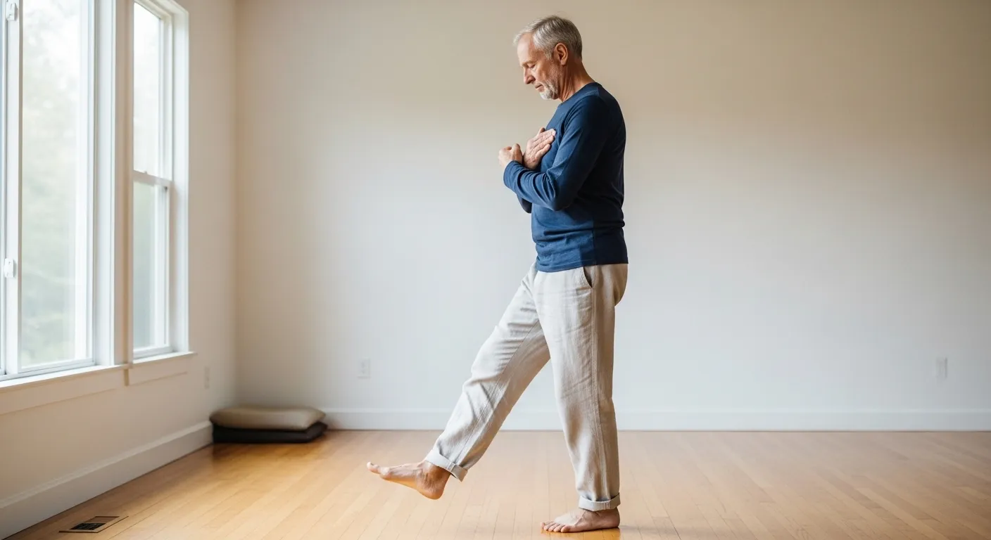Kinhin walking meditation technique demonstrated indoors