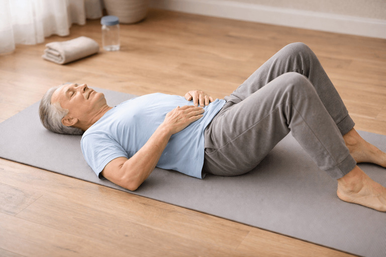 Sotai pelvic tilt exercise in lying position for lower back relief